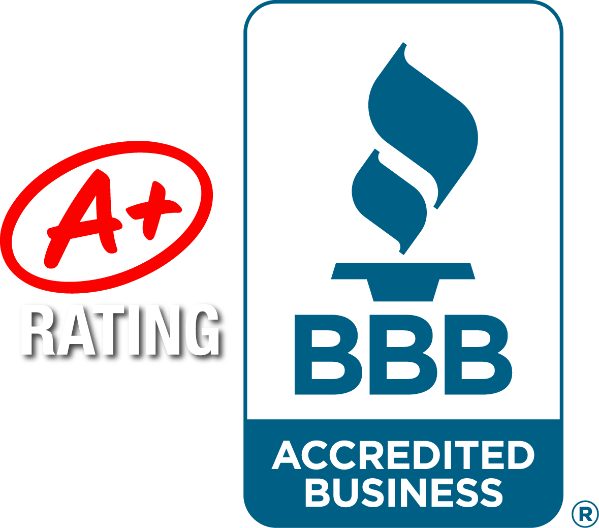 A+ rating badge from the Better Business Bureau, indicating an accredited business.